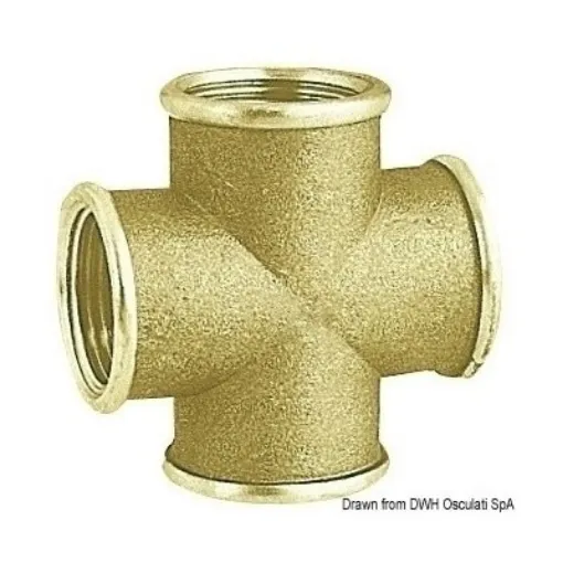 Picture of 1" 1/2 Cross T joint all female - brass