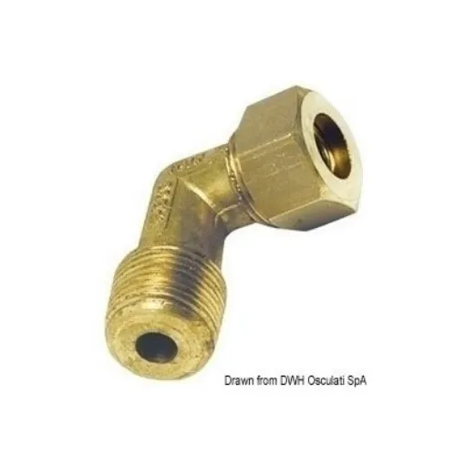 Picture of 1/4" to 8mm Compression 90° male joint with olive - Brass