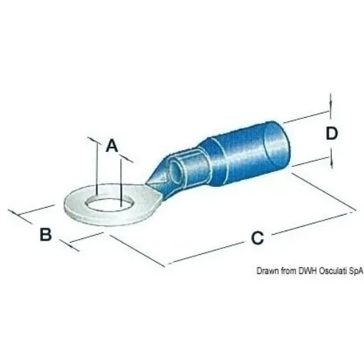 Picture of 4.3mm Eye watertight connector blue X100 - 100 - 1.2 - 2.5 - 4.3