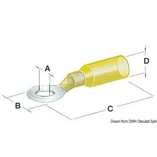 Picture of 6.4mm Eye watertight connector yellow X50