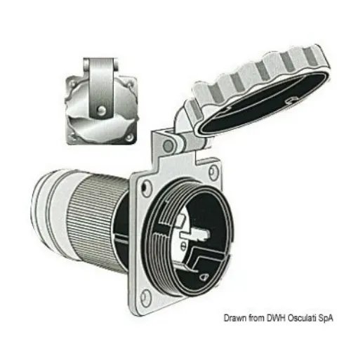 Picture of 50A 4 - wire three pole socket in stainless steel - Marinco