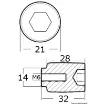 Picture of Zinc anode cylinder 80/225 HP - 68V - 11325 - 01 - Yamaha and Mariner