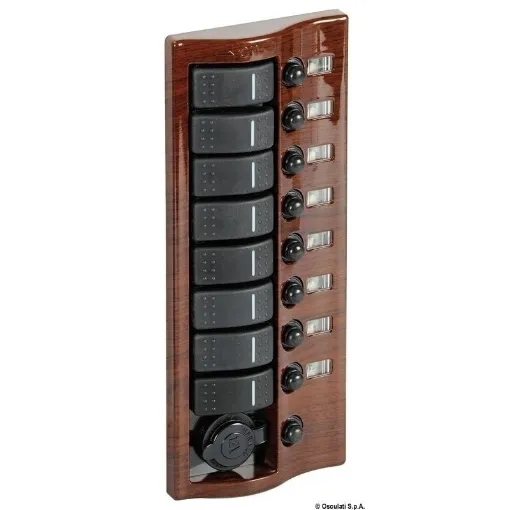 Picture of Control panel 9 flush rocker switches mahogany