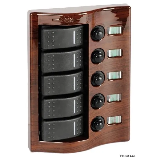 Picture of Control panel 5 flush rocker switches mahogany