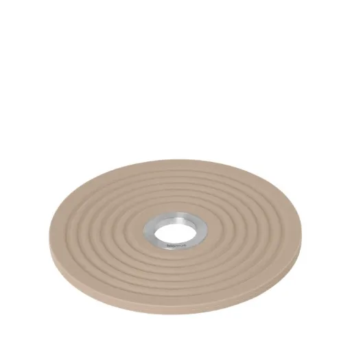 Picture of Oolong trivet - beige silicone and matt stainless steel coaster (diameter 14cm)