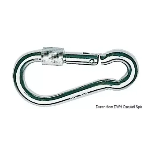 Picture of Carabiner hook AISI 316 with ring 80 mm