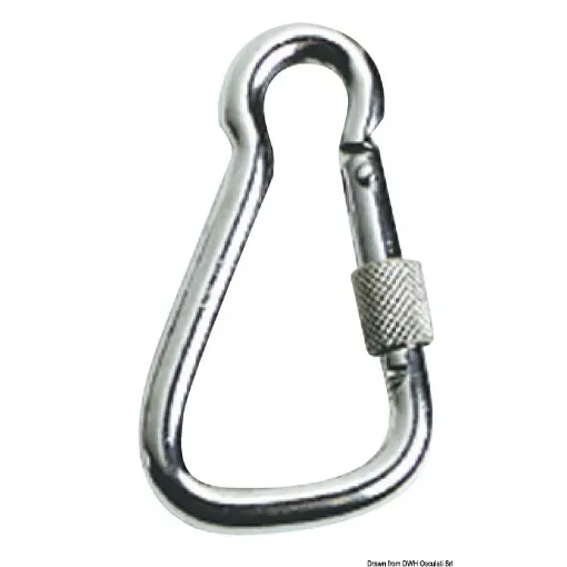 Picture of Carabiner hook AISI 316 large withsafety tread 23 mm