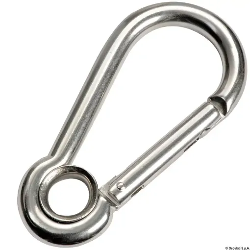 Picture of Carabiner hook flush closure with eye AISI 316 6 mm