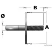 Picture of Plate with stud polished stainless steel 6 mm - Stainless steel - M6 - 32 - 5 - 10 - 20