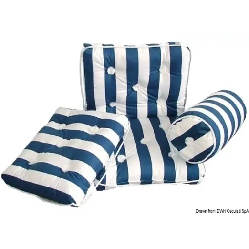 Picture of Roller cotton cushion blue/white stripe Ø190x440mm