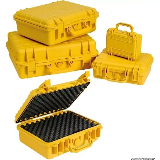 Picture of Waterproof up to 9 meters underwater. They are constructed with shockproof resins, with a sealing "O" Ring and a soft foam interior that can be perfectly adapted to the items to be stored. They are ideal for protecting tools and objects from shocks and moisture. The boxes are equipped with a special purge valve for underwater use.