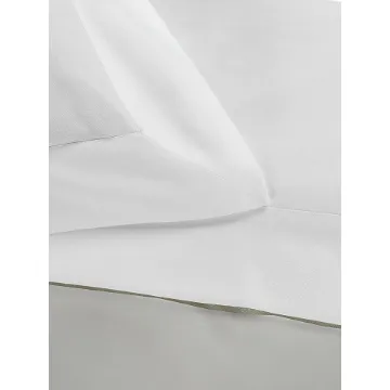 Picture of Double bed sheet set - top sheet, flat bottom sheet and oxford pillowcase in pure cotton - white - Franchini mare bespoke luxury linens