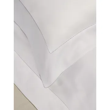 Picture of Double bed sheet set - top sheet, flat bottom sheet and oxford pillowcase in pure cotton satin - white - Franchini mare bespoke luxury linens