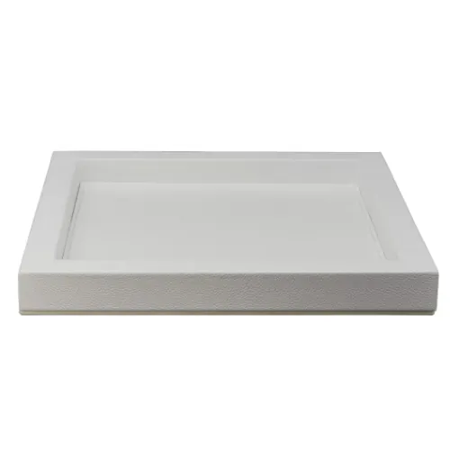 Picture of Square Tray covered in grained leather -   small size - white - Collection MARIUS - Gordon and Gaia