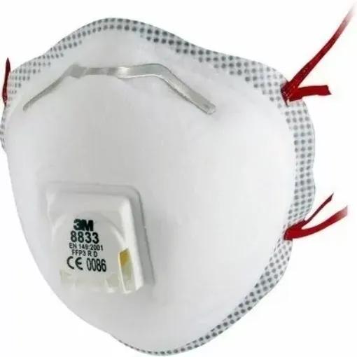 Picture of 3M 8833 molded mask ffp3 r with valve - 10 Units - 3M