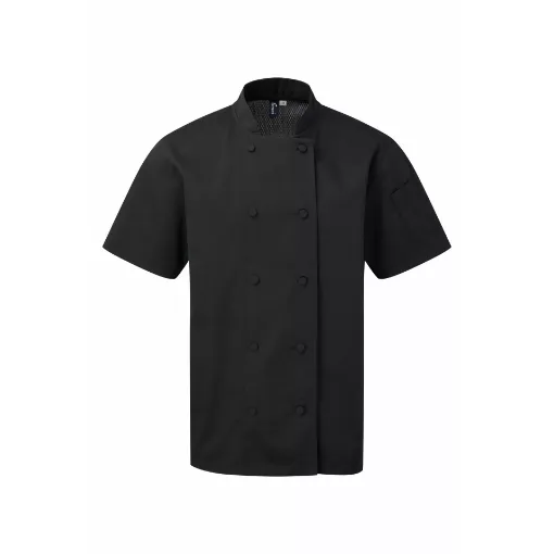 Picture of Short sleeve chef jacket - Black - L - Premier