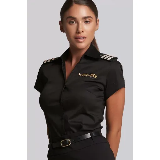 Picture of Liquid Ladies' Stretch Cotton Blouse - Black - L - Liquid Yacht Wear