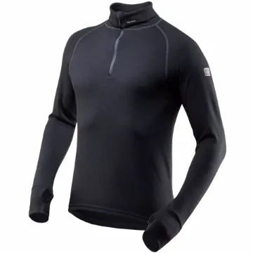 Picture of Devold Expedition Zip Neck Top Mens - Black - S - Devold