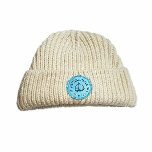 Picture of Arthur Beale 'Heritage' Badge Beanie Hat - Ecru - Arthur Beale