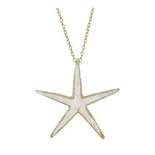 Picture of Silver starfish necklace gold plated - Nauticalgifts