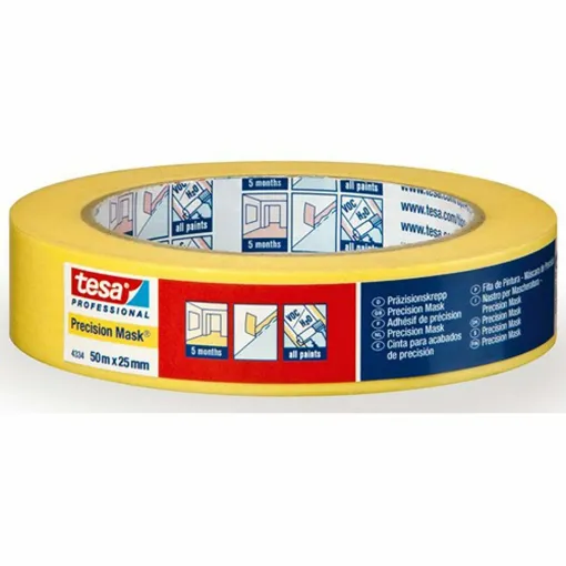 Picture of Yellow Medium Tack Masking Tape with Long Life Removal - 25 mm