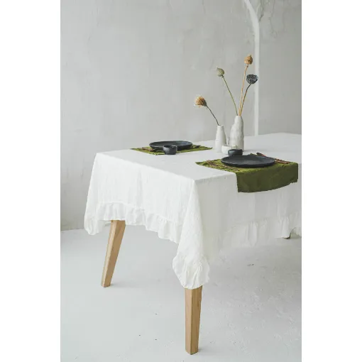 Picture of 160x250 cm, Linen Tablecloth with ruffles