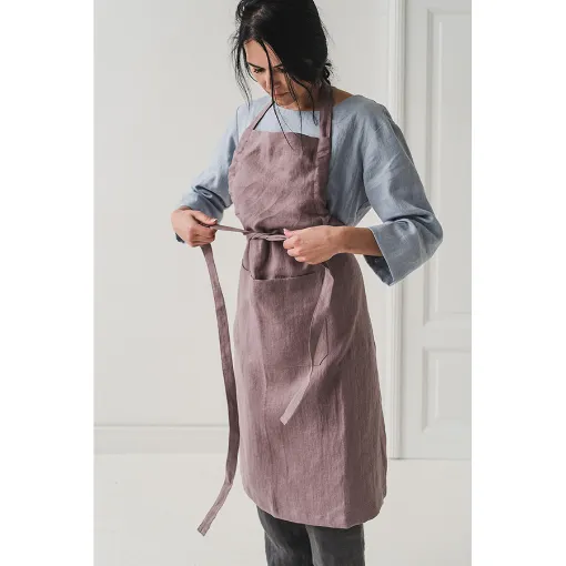 Picture of One size,Bib Linen Apron, plain color