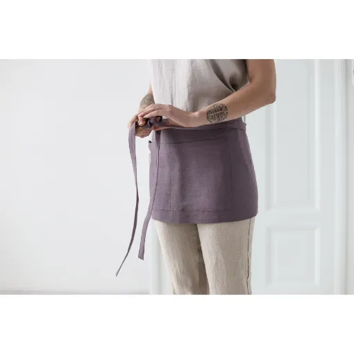 Picture of One size, Linen Mini Cafe Apron, plain color