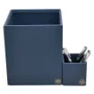 Picture of Collection Armand Ocean Blue Leather Wastepaper Basket - Size Medium -  20,00cm x  20,00cm x  23,50cm - Weight : 950 Gr - Gordon & Gaia