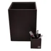 Picture of Collection Armand Black Ebony Leather Wastepaper Basket - Size Large -  23,00cm x  23,00cm x  30,50cm - Weight : 1370 Gr - Gordon & Gaia