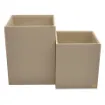 Picture of Collection Armand Beige Leather Wastepaper Basket - Size Large -  23,00cm x  23,00cm x  30,50cm - Weight : 1370 Gr - Gordon & Gaia