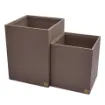 Picture of Collection Armand Taupe Gray Leather Wastepaper Basket - Size Large -  23,00cm x  23,00cm x  30,50cm - Weight : 1370 Gr - Gordon & Gaia