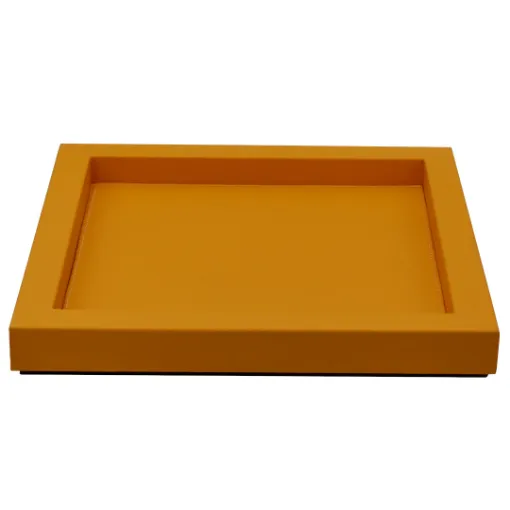 Picture of Collection Marius Square Leather Tray Color Orange - Small Size -  30cm x  30cm x  3,5cm - Frame 2.5cm - Weight : 1110 Gr - Gordon & Gaia