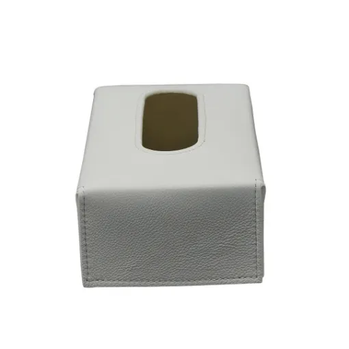 Picture of Collection Paul - White Leather Cover For Rectrangular Tissue Box -  23,5cm x  12,5cm x  7,5cm - Weight : 290 Gr - Gordon & Gaia