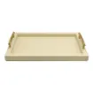 Picture of Collection Madeline Rectangular Tray With Golden Brass Handles - Covered In Meringue Grained Leather - Small Size - 45cm x  30cm x  3,5cm - Frame 2.5cm - Weight : 1800 Gr - Gordon & Gaia