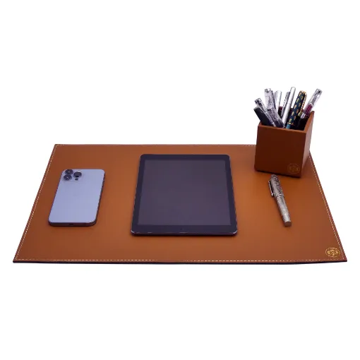 Picture of Collection Armand - Light Brown Leather Desk Pad - Size S -   50,0cm x  35,0cm - Weight : 410 Gr - Gordon & Gaia