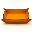 Picture of Collection Arthur - Orange Leather Valet Tray With Eyelets - Size Medium -  18,00cm x  18,00cm x  4,50cm - Weight : 200 Gr - Gordon & Gaia