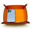 Picture of Collection Arthur - Orange Leather Valet Tray With Eyelets - Size Medium -  18,00cm x  18,00cm x  4,50cm - Weight : 200 Gr - Gordon & Gaia