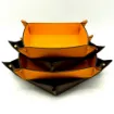 Picture of Collection Arthur - Orange Leather Valet Tray With Eyelets - Size Medium -  18,00cm x  18,00cm x  4,50cm - Weight : 200 Gr - Gordon & Gaia