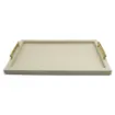 Picture of Collection Madeline Rectangular Tray With Golden Brass Handles - Covered In Gregale Grained Leather - Small Size - 60cm x  40cm x  3,5cm - Frame 2.5cm - Weight : 2750 Gr - Gordon & Gaia