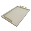 Picture of Collection Madeline Rectangular Tray With Golden Brass Handles - Covered In Gregale Grained Leather - Small Size - 60cm x  40cm x  3,5cm - Frame 2.5cm - Weight : 2750 Gr - Gordon & Gaia