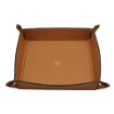 Picture of Collection Arthur - Cinnamon Leather Valet Tray With Eyelets - Size Large -  22,00cm x  22,00cm x  4,50cm - Weight : 260 Gr - Gordon & Gaia