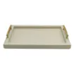 Picture of Collection Madeline Rectangular Tray With Golden Brass Handles - Covered In Gregale Grained Leather - Small Size - 45cm x  30cm x  3,5cm - Frame 2.5cm - Weight : 1800 Gr - Gordon & Gaia