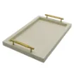 Picture of Collection Madeline Rectangular Tray With Golden Brass Handles - Covered In Gregale Grained Leather - Small Size - 45cm x  30cm x  3,5cm - Frame 2.5cm - Weight : 1800 Gr - Gordon & Gaia