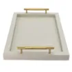 Picture of Collection Madeline Rectangular Tray With Golden Brass Handles - Covered In Gregale Grained Leather - Small Size - 45cm x  30cm x  3,5cm - Frame 2.5cm - Weight : 1800 Gr - Gordon & Gaia