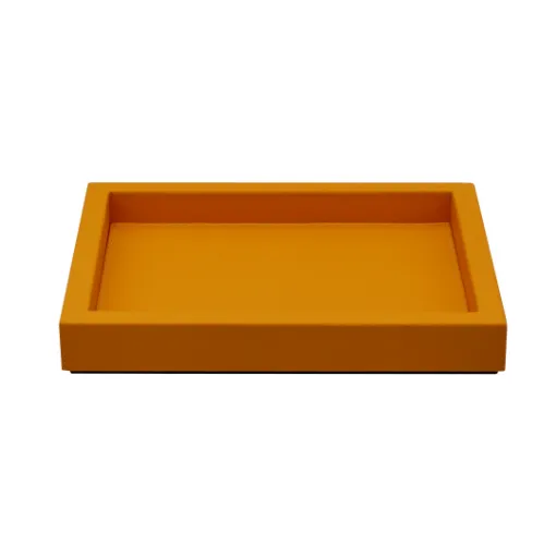 Picture of Collection Colette Rectangular  Rigid Pin Tray Covered In Orange Grained Leather - Medium Size -   25cm x  20cm x  3,5cm - Frame 1.5cm - Weight : 880 Gr - Gordon & Gaia