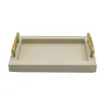 Picture of Collection Madeline Rectangular Tray With Golden Brass Handles - Covered In Gregale Grained Leather - Small Size - 30cm x  20cm x  3,5cm - Frame 2.5cm - Weight : 950 Gr - Gordon & Gaia