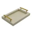 Picture of Collection Madeline Rectangular Tray With Golden Brass Handles - Covered In Gregale Grained Leather - Small Size - 30cm x  20cm x  3,5cm - Frame 2.5cm - Weight : 950 Gr - Gordon & Gaia