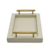 Picture of Collection Madeline Rectangular Tray With Golden Brass Handles - Covered In Gregale Grained Leather - Small Size - 30cm x  20cm x  3,5cm - Frame 2.5cm - Weight : 950 Gr - Gordon & Gaia