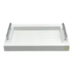 Picture of Collection Louis Rectangular Tray With Hexagonal Chrome Handles - Covered In White Grained Leather - Small Size - 30cm x  20cm x  3,5cm - Frame 2.5cm - Weight : 950 Gr - Gordon & Gaia